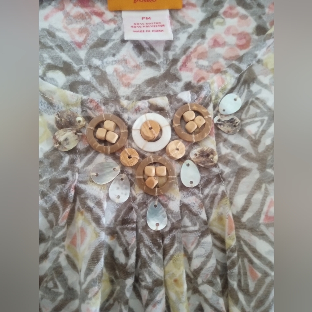 Ruby Rd. Geometric Beige  Blouse - Picture 3 of 8